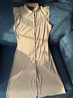 Y2K Guess Jeans Front Western Boho Sleeveless Dress in Beige